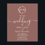 Monogram Budget Wedding Invitations<br><div class="desc">A simple chic floral faux foil monogram terracotta wedding invitation. Easy to personalise with your details. Modern boho wedding invitation editable, wreaths photo wedding invitation, customisable, calligraphy handwritten font, simple, elegant. CUSTOMIZATION: If you need design customisation, please contact me through chat; if you need information about your order, shipping options,...</div>