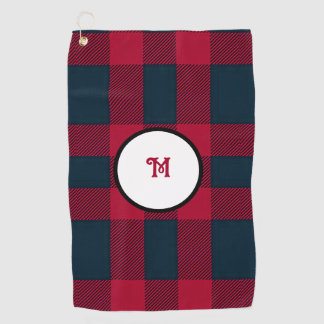 Monogram buffalo plaid golf towel
