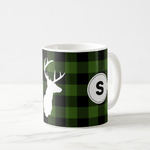 Monogram Buffalo Plaid Lumberjack Elk Coffee Mug