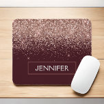 Monogram Burgundy Blush Pink Rose Gold Glitter Mouse Pad<br><div class="desc">Rose Gold - Pink and Burgundy Faux Glitter Sparkle Elegant and Modern Chic Trendy Luxury Monogrammed Mouse Pad. These monogram - add your own name customised mousepad can be updated with your name.</div>