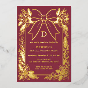 Monogram Burgundy Bow Garland Christmas Party