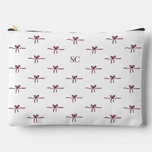 Monogram Burgundy Bow White Modern Travel Large Accessory Pouch