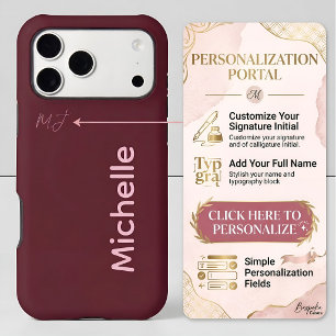 Monogram Burgundy Bubblegum Pink Custom Name Gift