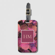 Monogram Burgundy Cream Leaves