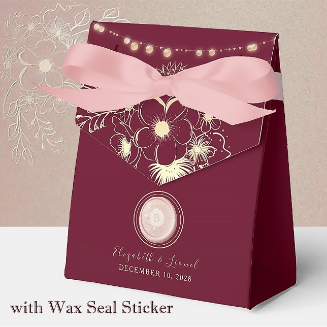 Monogram Burgundy Wedding Favour Box (Creator Uploaded)