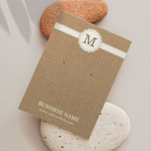Monogram Burlap Earring & Jewellery Display Cards