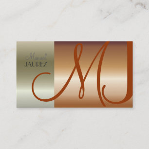 Monogram Business Card faux brushed copper/nickle