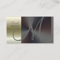 Monogram Business Card faux brushed steel/nickle