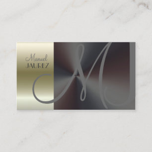 Monogram Business Card faux brushed steel/nickle
