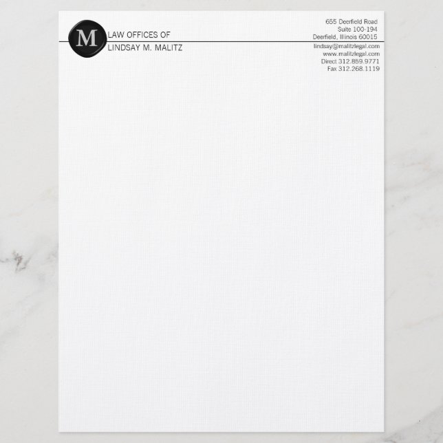 monogram Business Letterheads Customized Letterhead (Front)