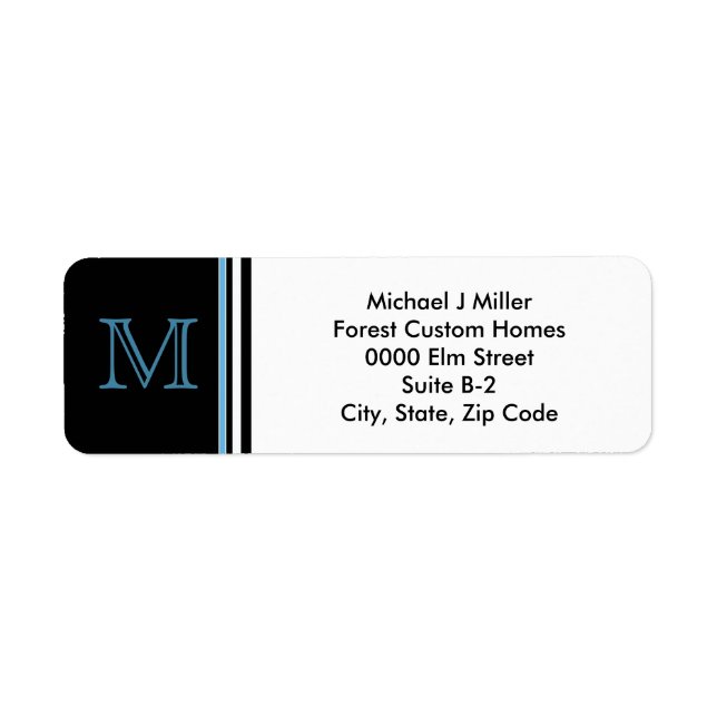 Monogram Business/Personal  Stripe Address Label (Front)