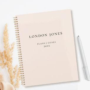 Monogram Business Planner Simple Name Blush Pink