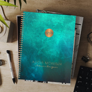 Monogram business professional watercolor green planner