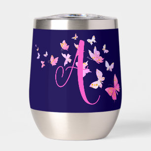Monogram Butterfly Blue Pink