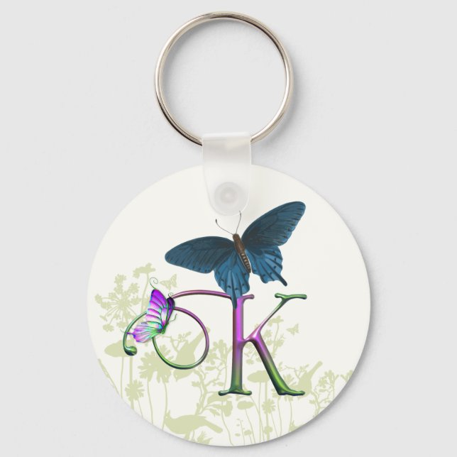 Monogram Butterfly Fantasy K Key Ring (Front)