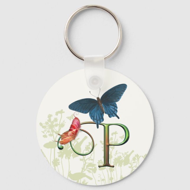 Monogram Butterfly Fantasy P Key Ring (Front)