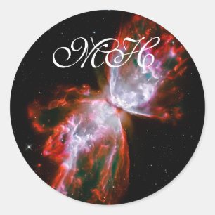 Monogram, Butterfly Nebula, Scorpius Constellation Classic Round Sticker