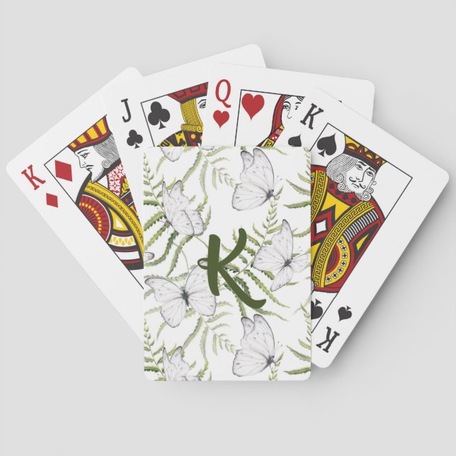 Monogram Butterfly  Playing Cards (Back)