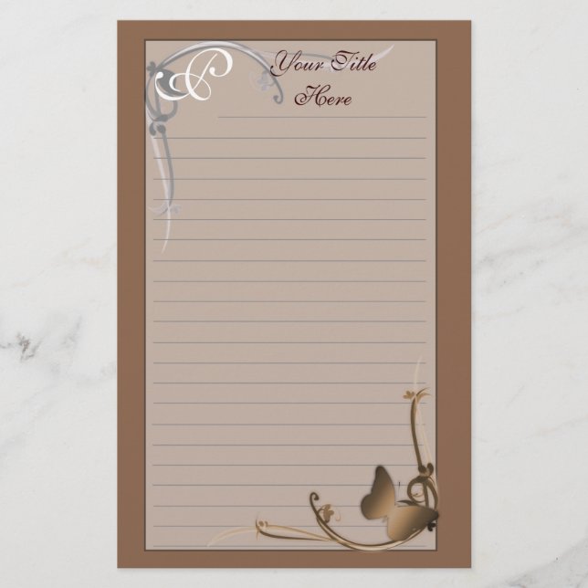 Monogram Butterfly Stationery (Front)