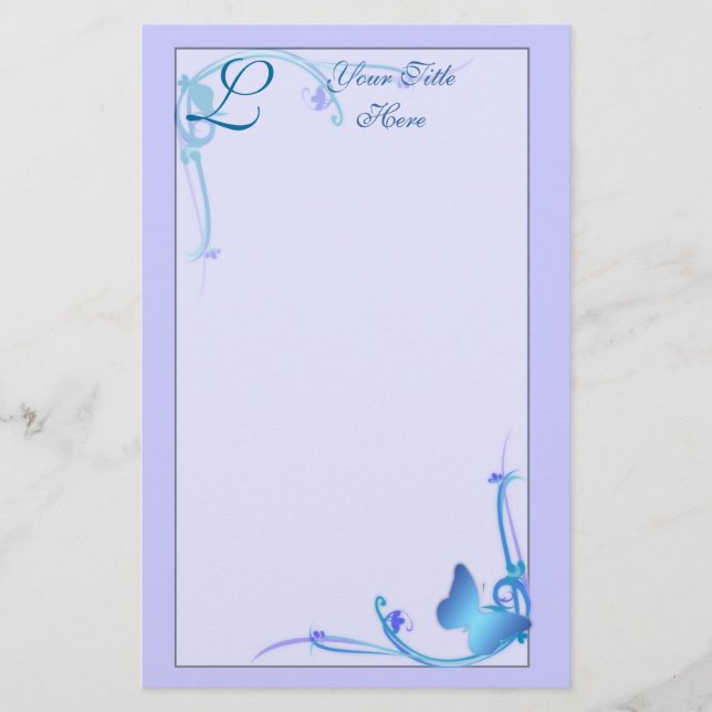 Monogram Butterfly Stationery (Front)
