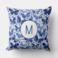 Monogram Butterfly Watercolor Blue