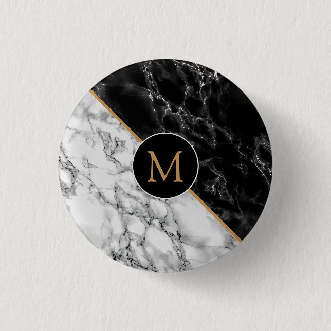 Monogram Button with Black White Marble (Front)
