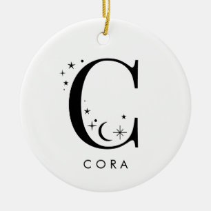 Monogram C Celestial Name Ceramic Tree Decoration
