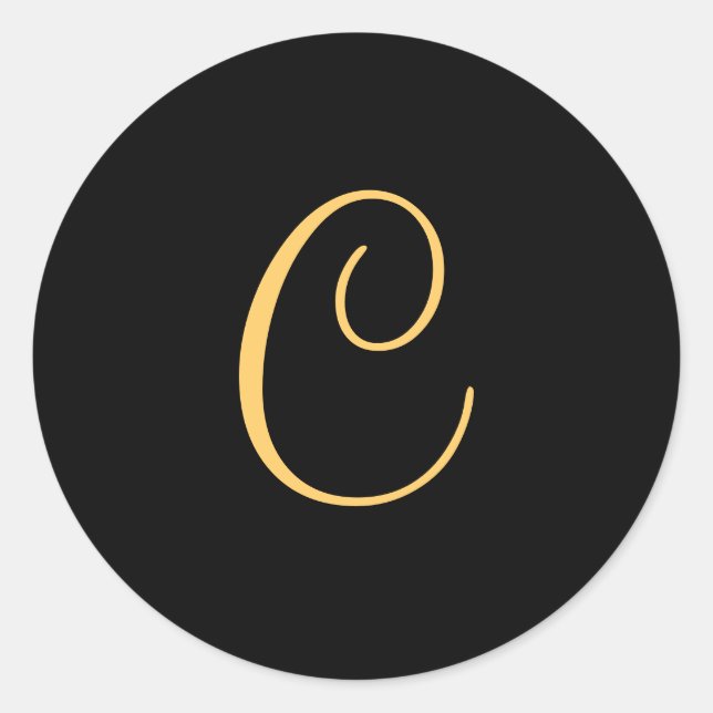 Monogram C,  gold coloured initial C script Classic Round Sticker (Front)