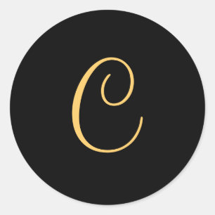 Monogram C,  gold coloured initial C script Classic Round Sticker