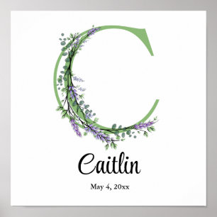 Monogram C Lavender Eucalyptus nursery  Poster