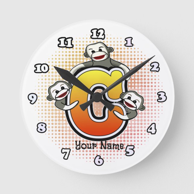 Monogram C Sock Monkey clock (Front)