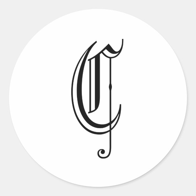 Monogram "C" Sticker Old English Style_Black text (Front)