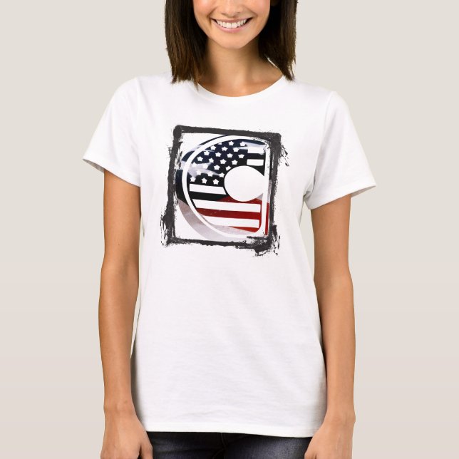 Monogram C USA Flag American Initial T-Shirt (Front)