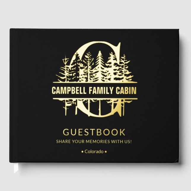 Monogram C Vacation Rental Cabin House Lake House  Guest Book (Front)