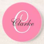 Monogram C Wedding Anniversary Coaster Pink<br><div class="desc">Monogram Wedding Anniversary Coasters. Monogram Logo Design by Elke Clarke © 2008,  2009,  2010. Customise with your last name and monogram using the prompts or select "customise it" to have more editing options.</div>