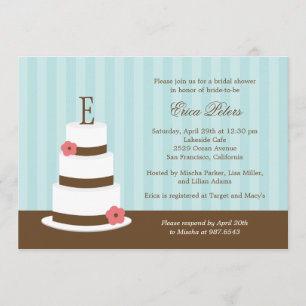 Monogram Cake Bridal Shower Invitation - Blue