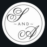 Monogram Calligraphy black and white Wedding<br><div class="desc">Classic calligraphy letters with editable border and background colour</div>