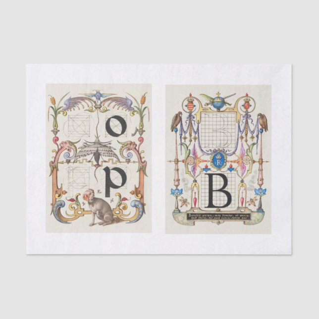 Monogram calligraphy decoupage tissue paper (Front)