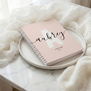 Monogram Calligraphy Girly Blush Pink Planner