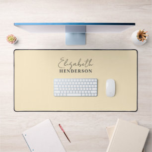 Monogram Calligraphy Girly Yellow Desk Mat
