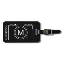 Monogram Camera Luggage Tag - Black & White