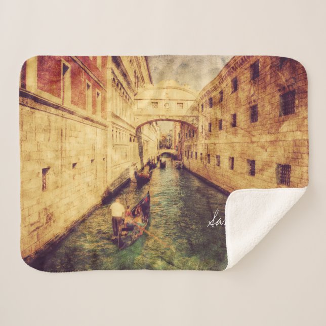 Monogram. Canal in Venice Italy. Europe. Sherpa Blanket (Front (Horizontal))