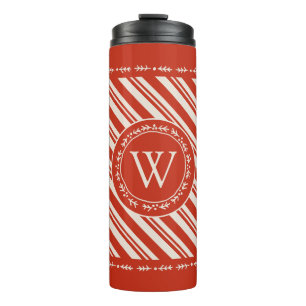 Monogram Candy Cane Stripe Thermal Tumbler