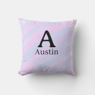 Monogram capital masculine add name purple pastel cushion
