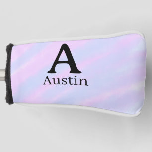 Monogram capital masculine add name purple pastel golf head cover