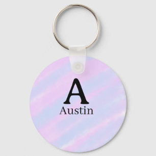 Monogram capital masculine add name purple pastel key ring
