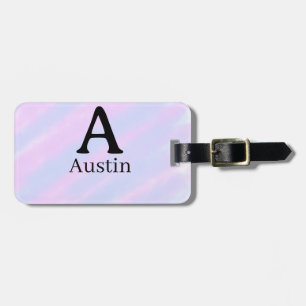 Monogram capital masculine add name purple pastel luggage tag