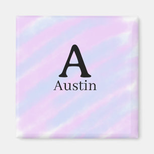 Monogram capital masculine add name purple pastel  magnet