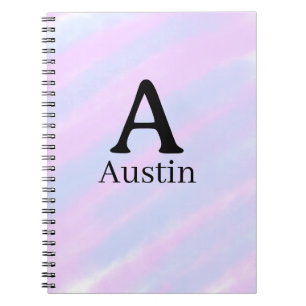Monogram capital masculine add name purple pastel notebook