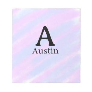 Monogram capital masculine add name purple pastel notepad